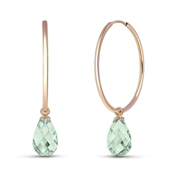 Galaxy Gold GG 14k Solid Gold Hoop Earrings with Natural Green Amethyst Galaxy Gold GG 14k Solid Gold Hoop Earrings with Natural Green Amethyst